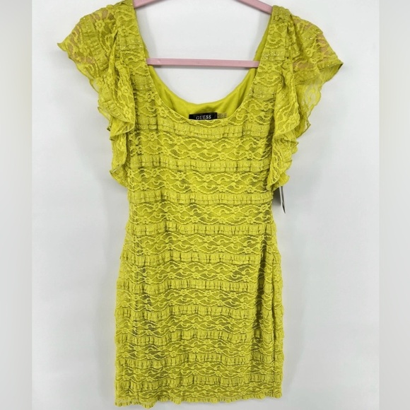 GUESS Lime Green Lace Mini Dress. NWOT - Picture 2 of 4